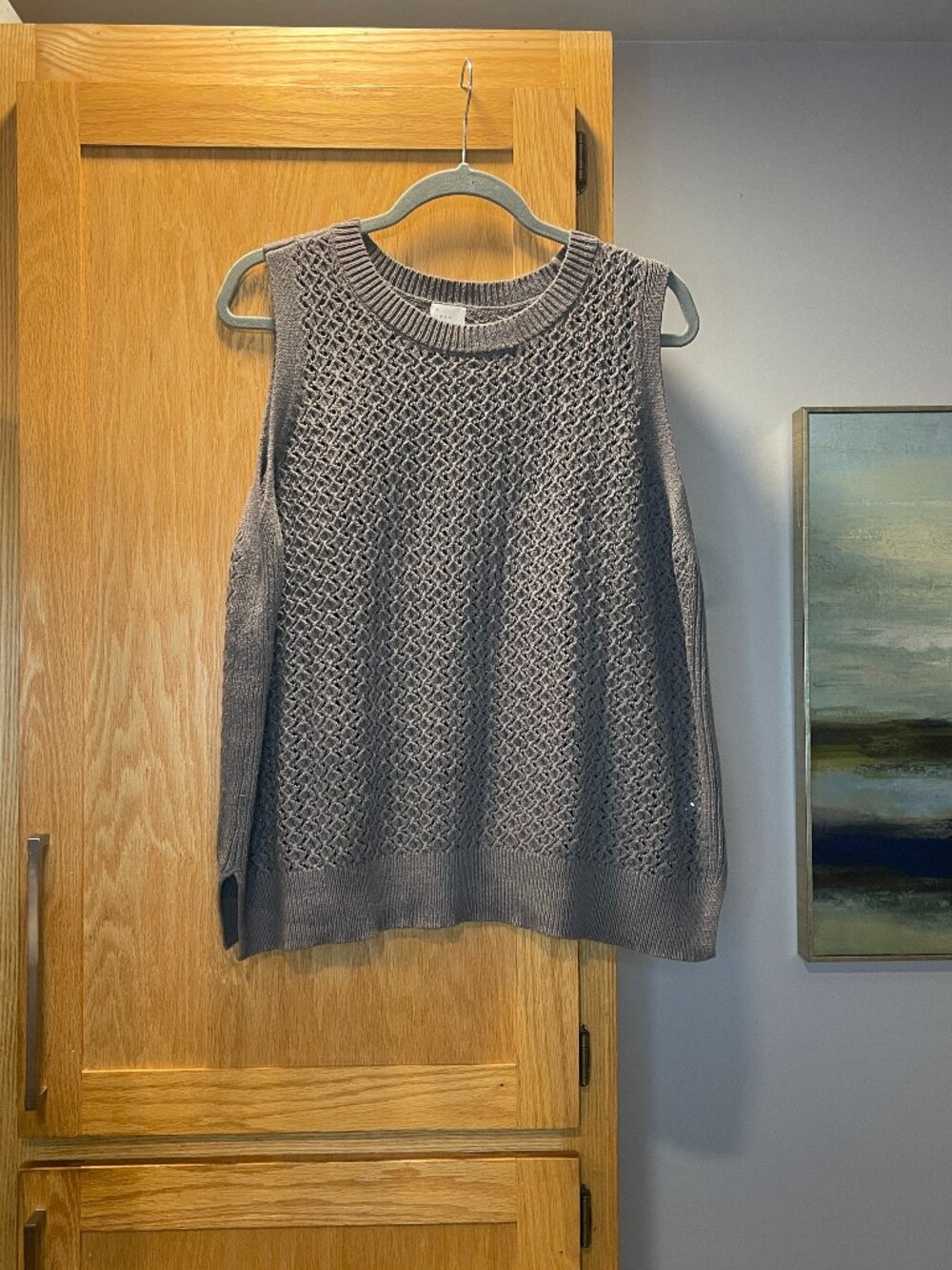 A‎ New Day Crochet Open Knit Green Sweater Vest Size XXL Boho Casual